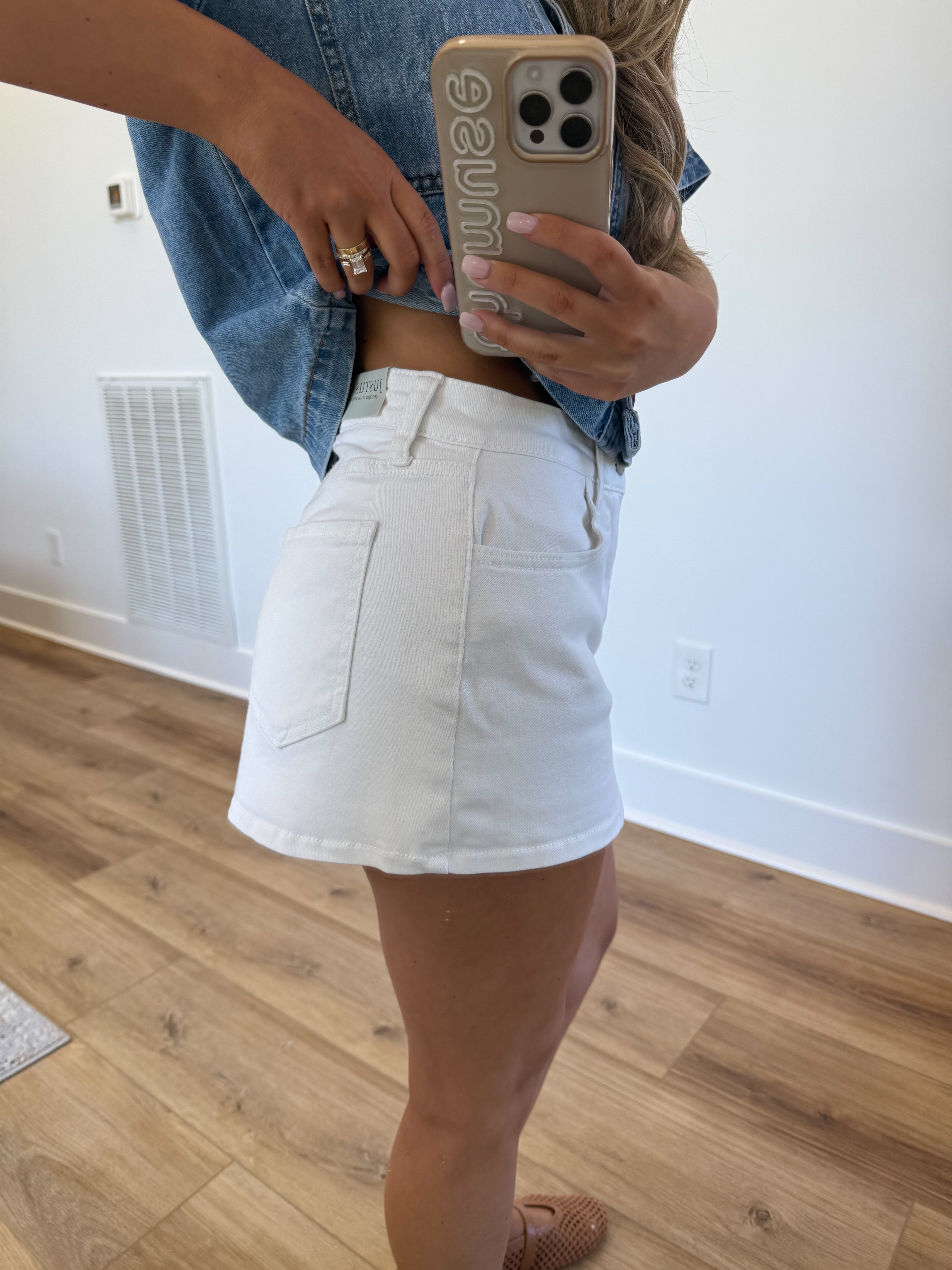 White Denim Skort