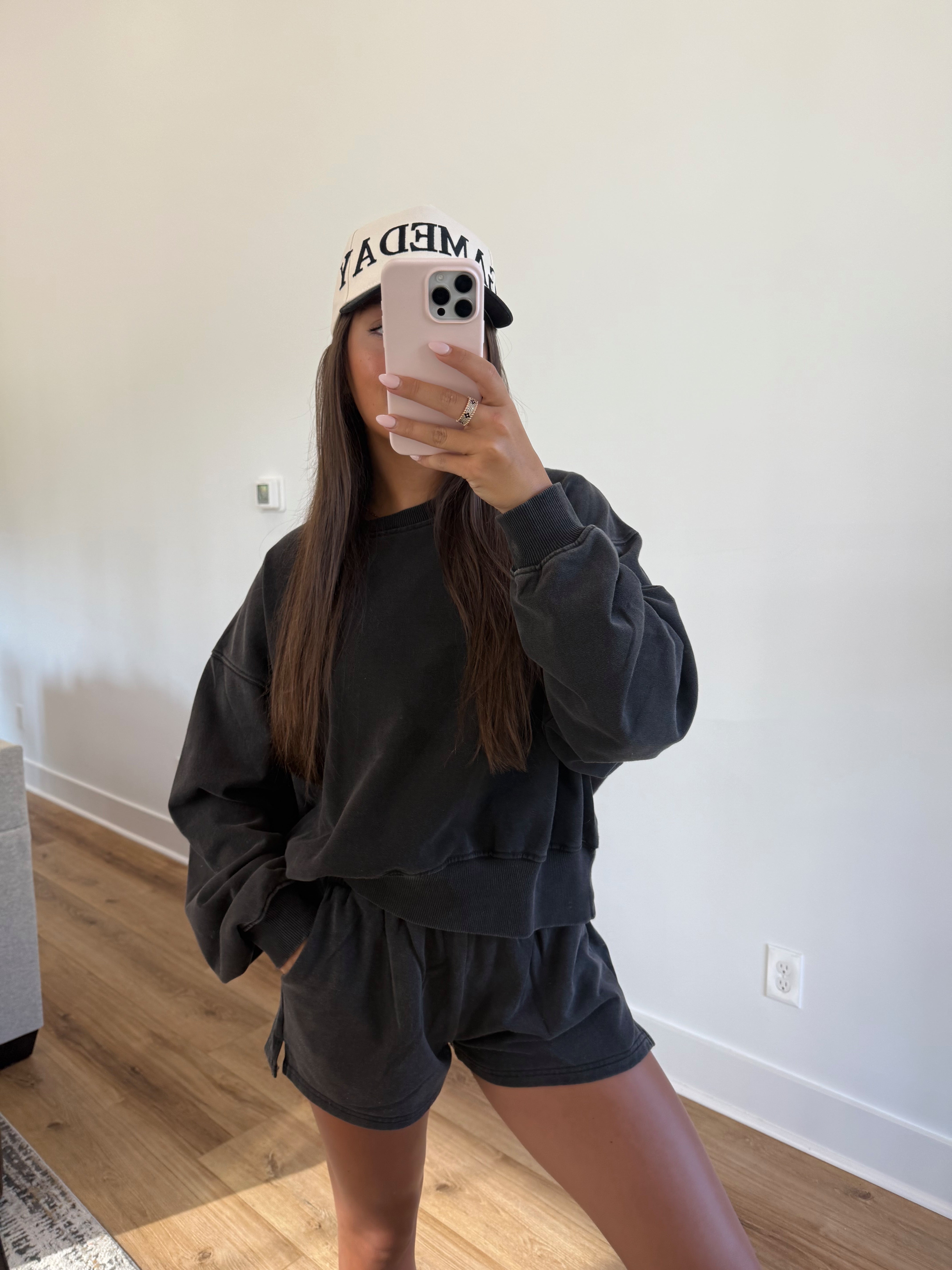Washed Black Sweatshort Set