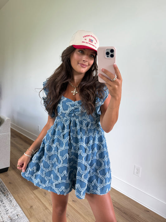 Star Girl Summer Denim Romper