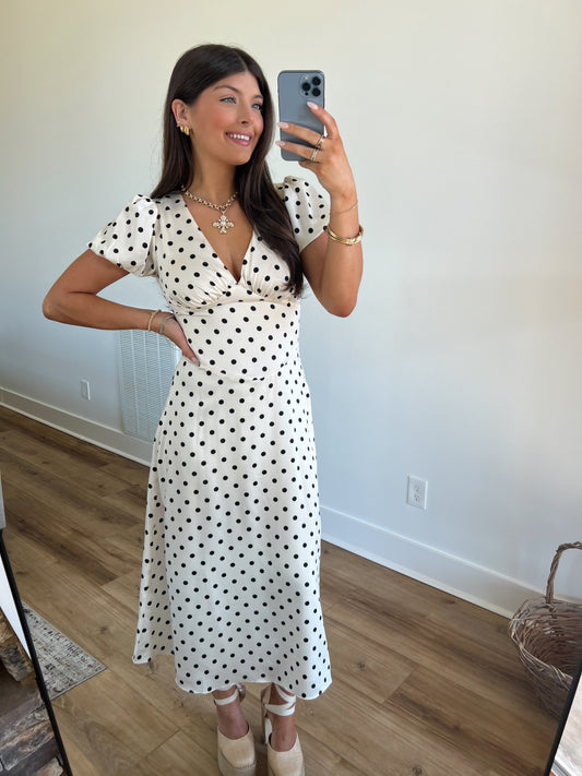 Emelie Polka-Dot Midi Dress