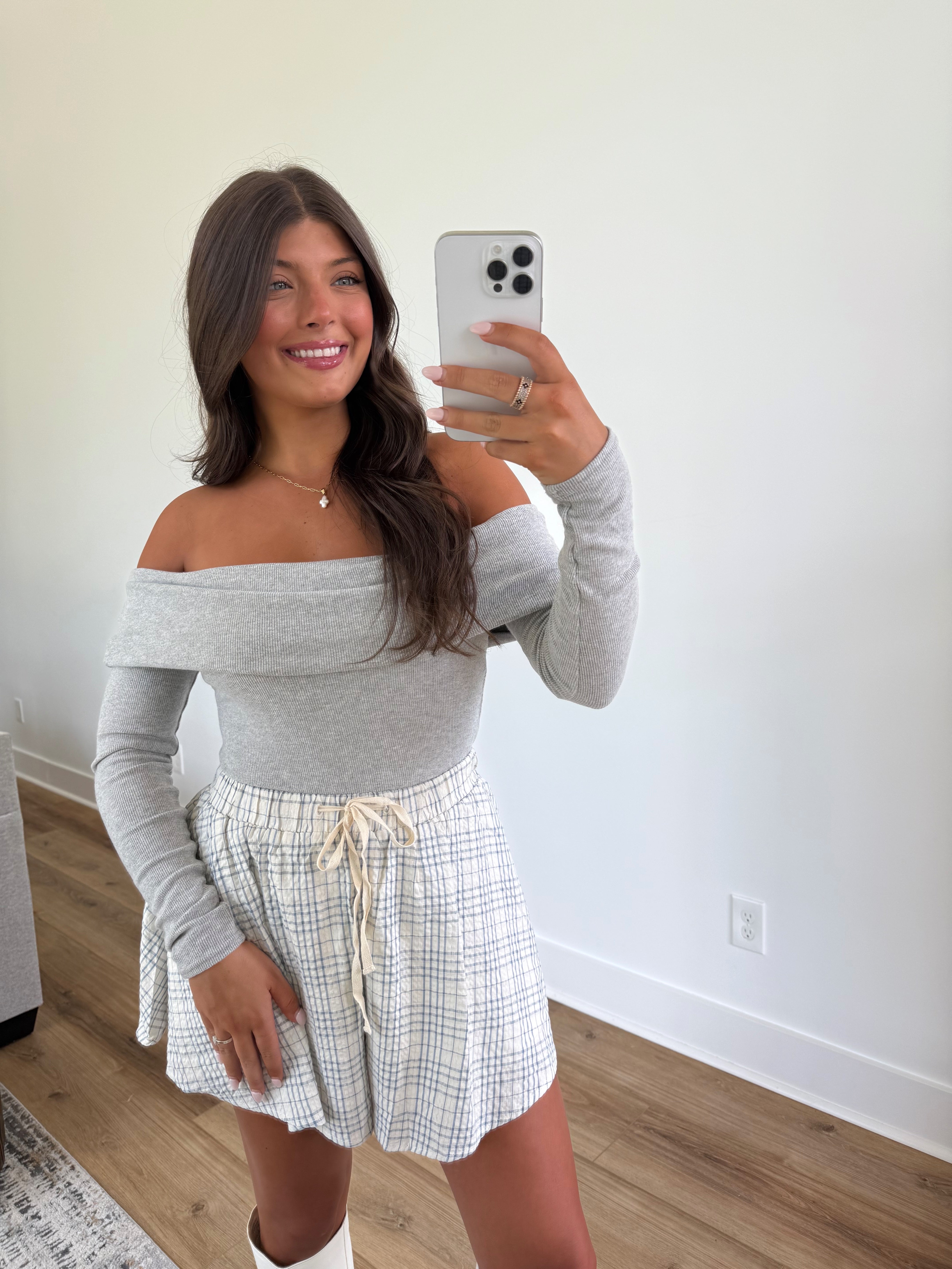 Grey Off-Shoulder Bodysuit