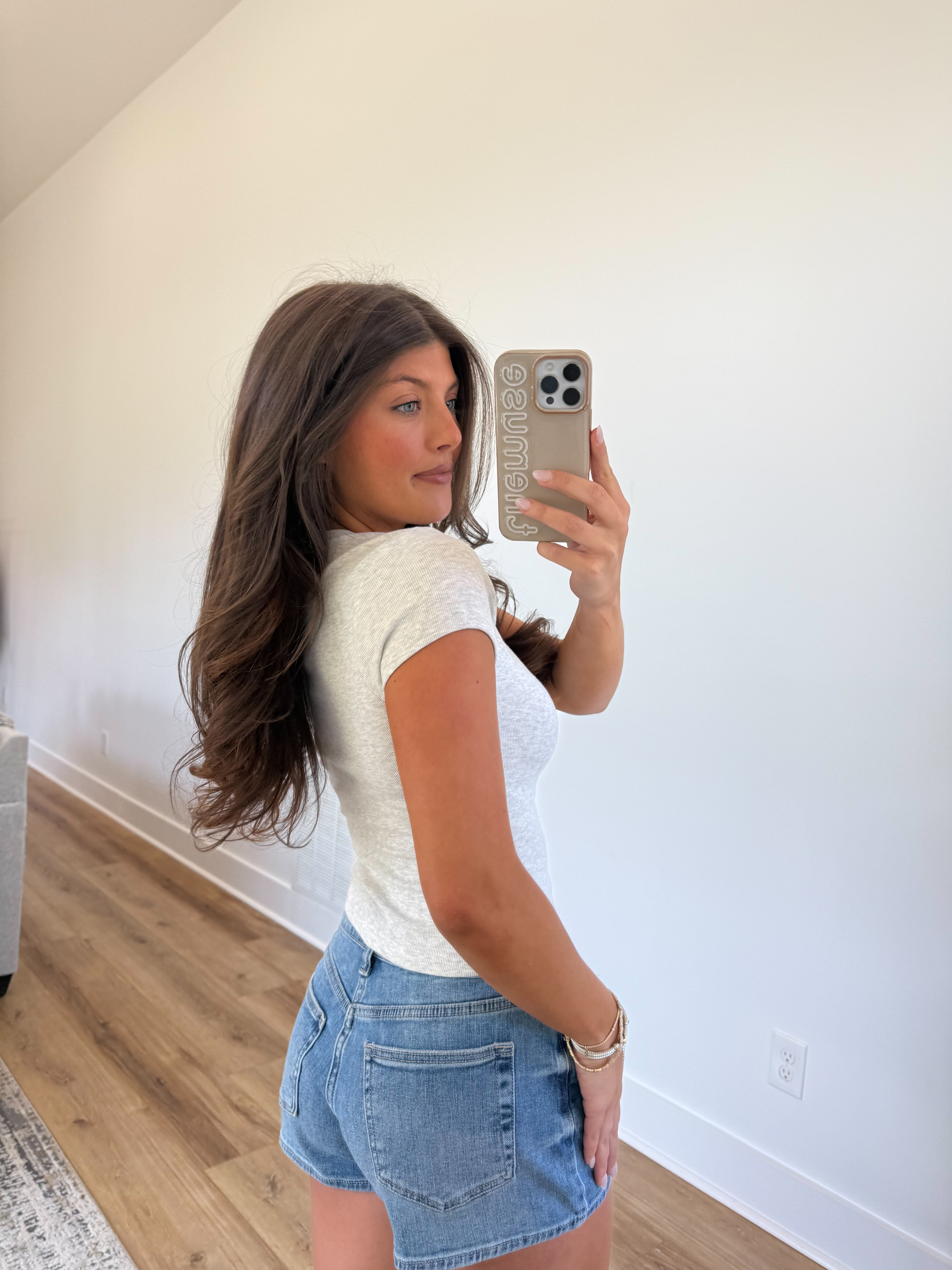 Mid Rise Denim Shorts