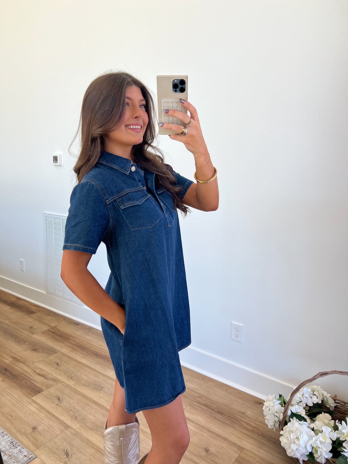 Denim Double Pocket Dress