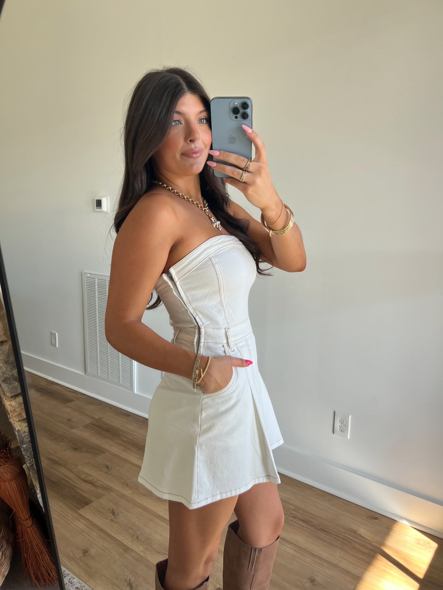 White Denim Romper
