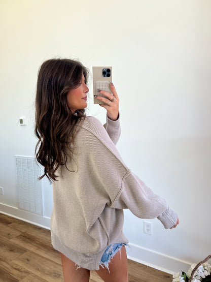 Sand Beige Essential Oversized Cozy Knit Sweater