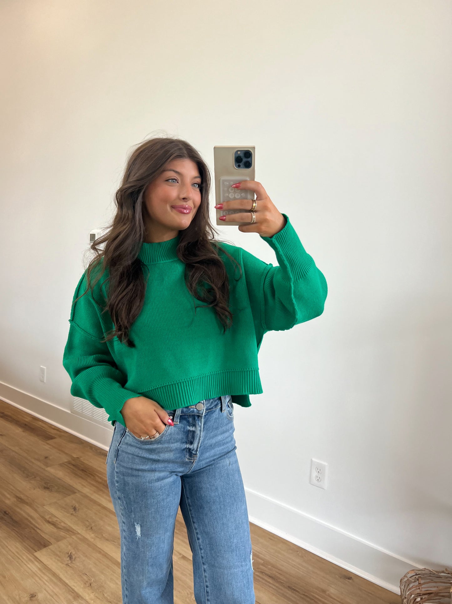 Green Cropped Sweater