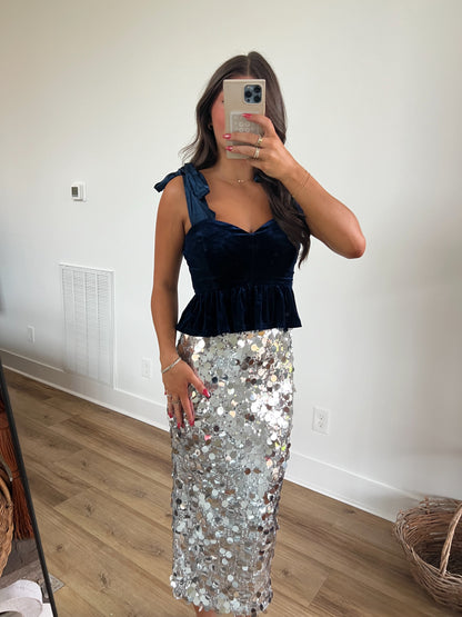 Shine Sequin Midi Skirt