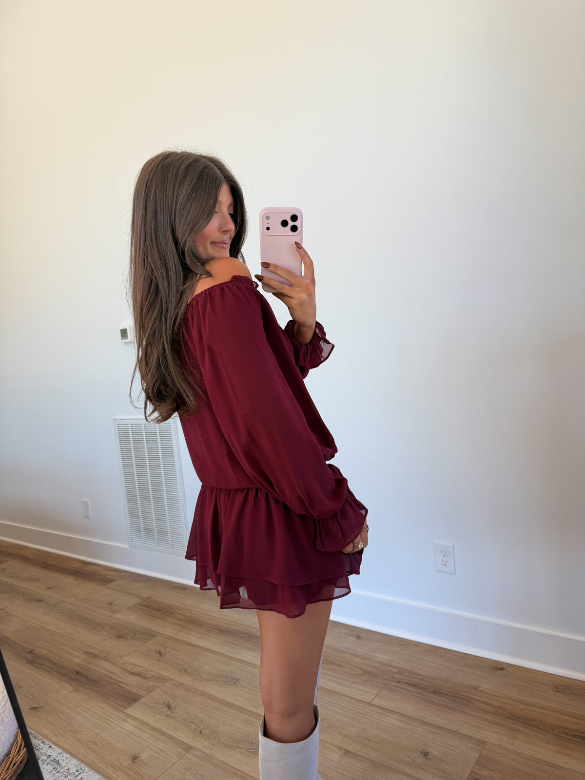 Wine Ruffle Romper