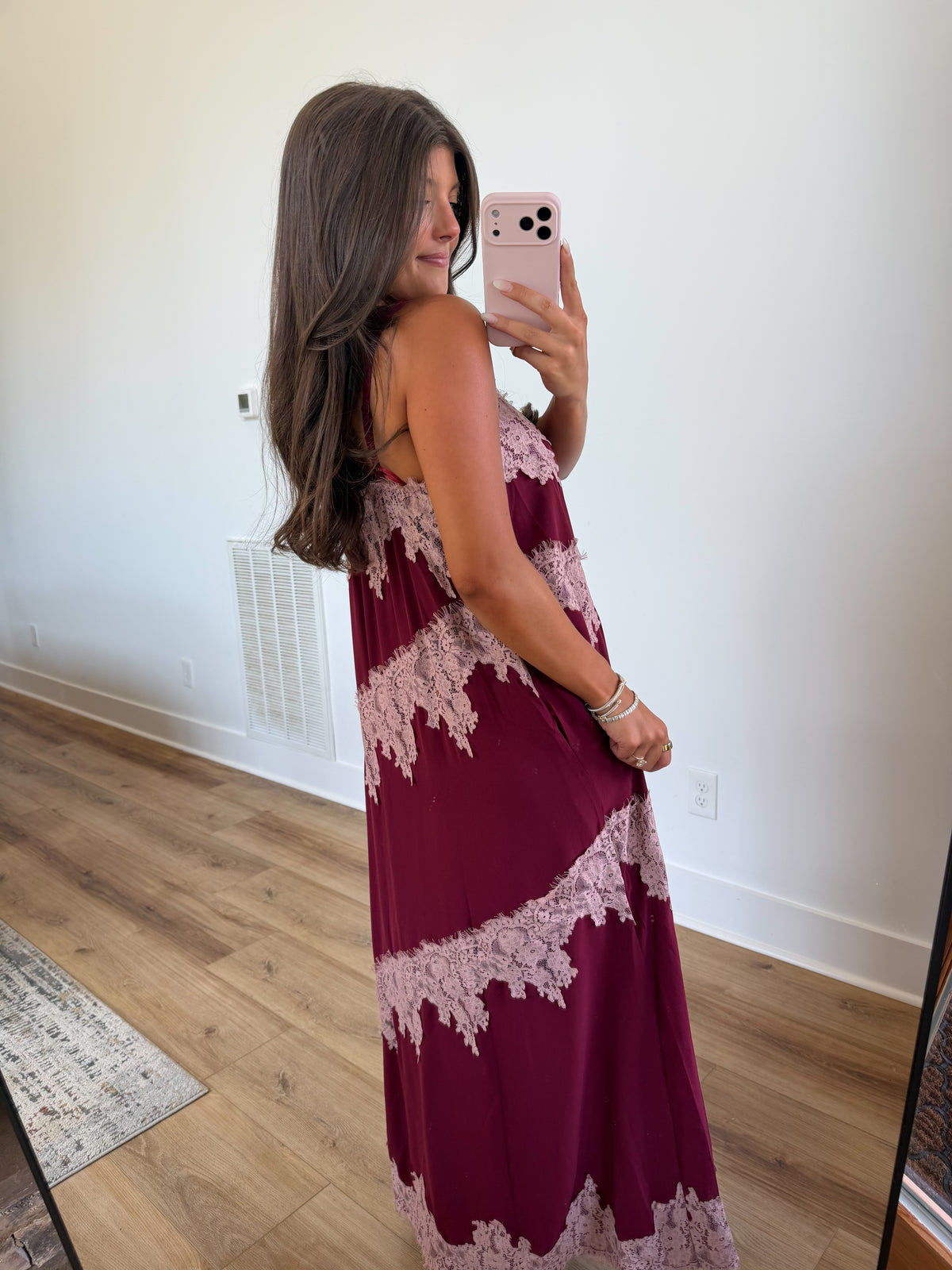 Veronica Lace Maxi (Pink/Burgundy)
