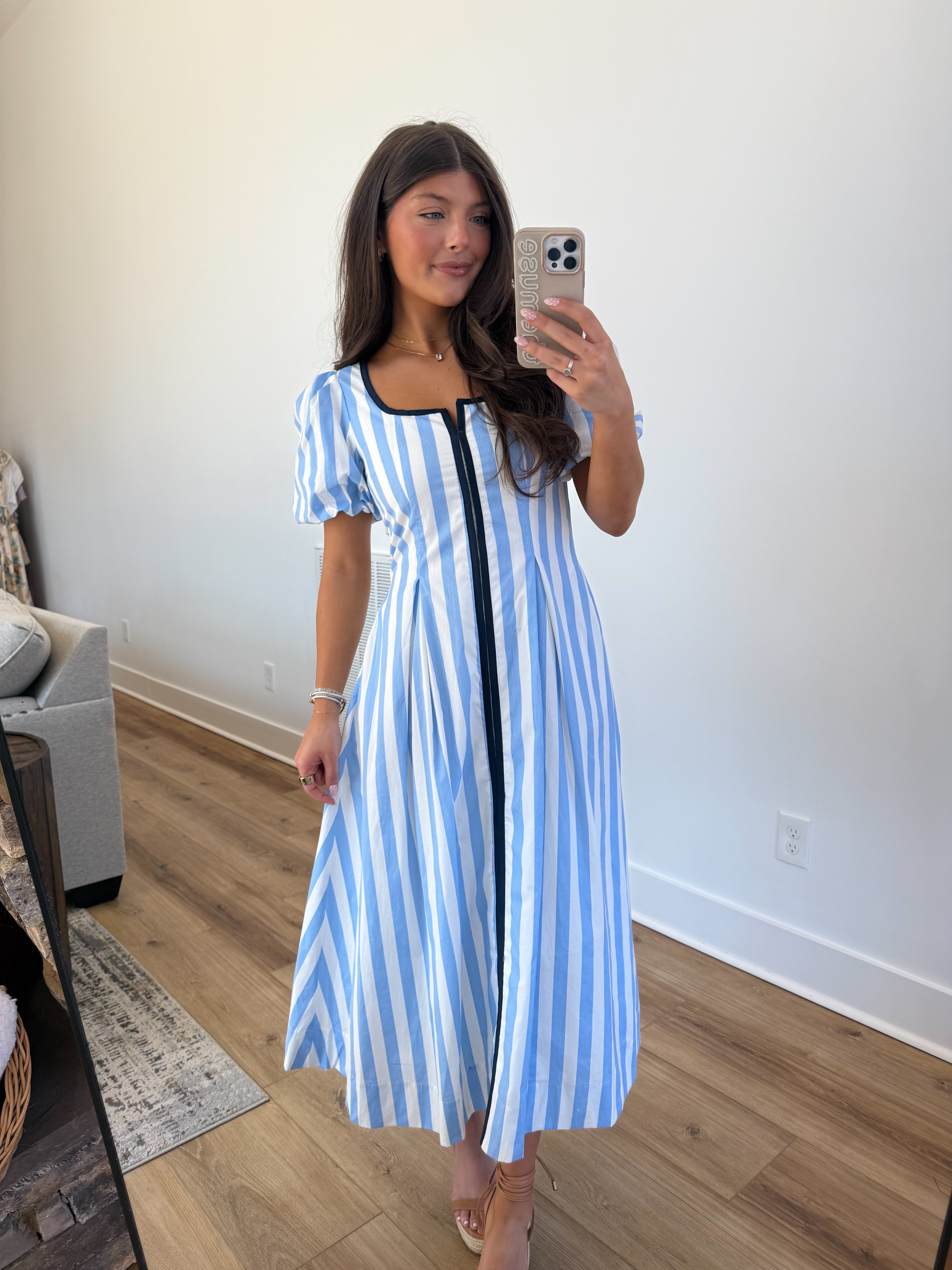 The Carolina Stripe Midi (Blue/Navy)