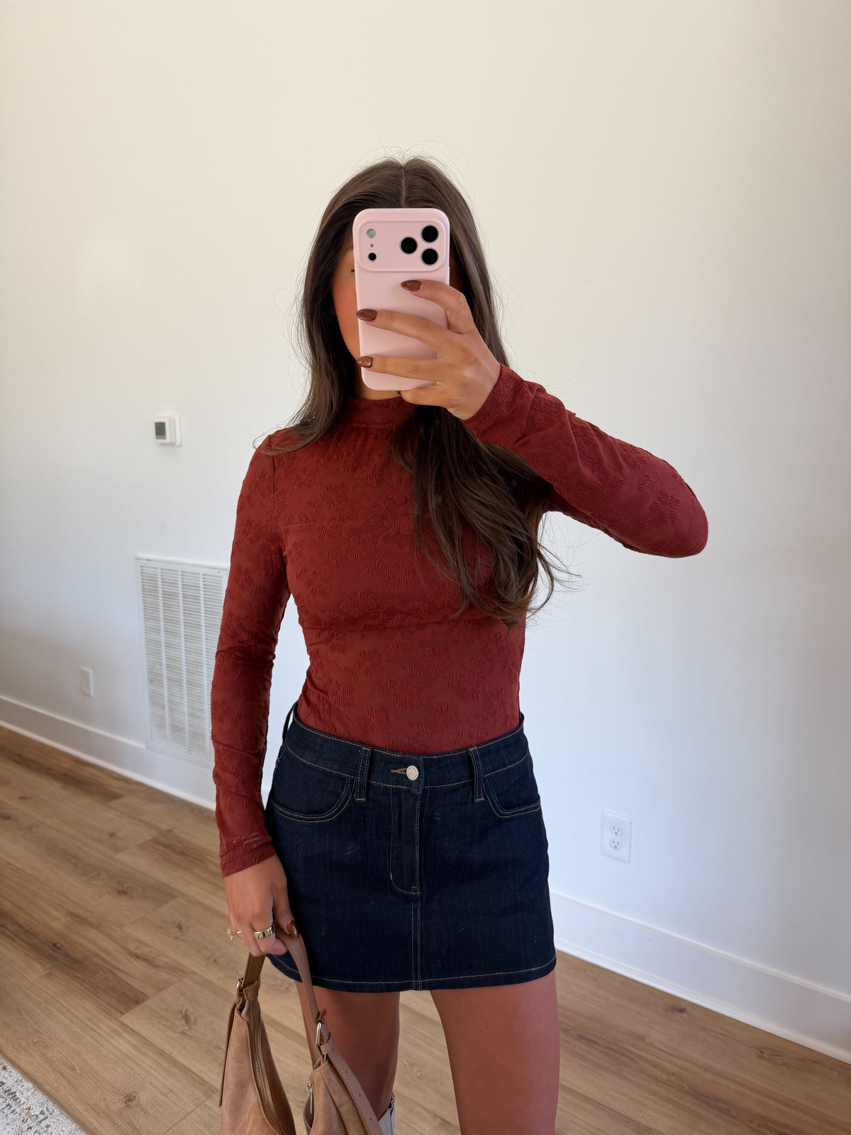 Rust Sheer Floral Bodysuit
