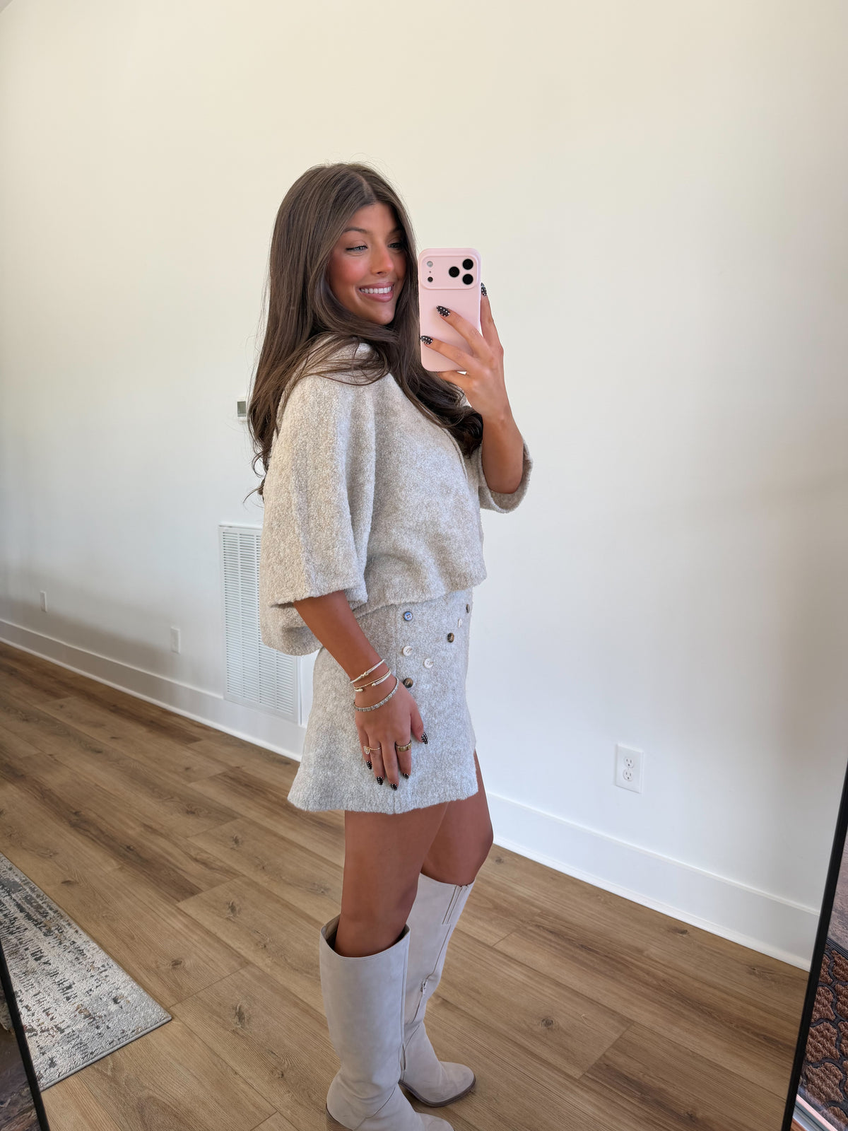 Button Detail Knit Set