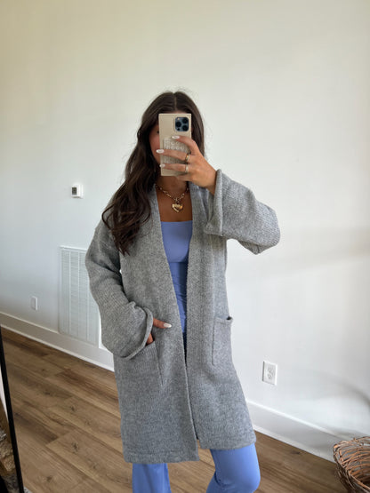 Grey Rolled Edge Cardigan