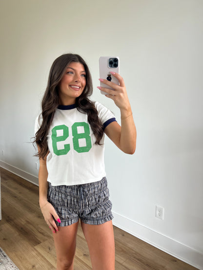 89 Baby Tee (White/Green)