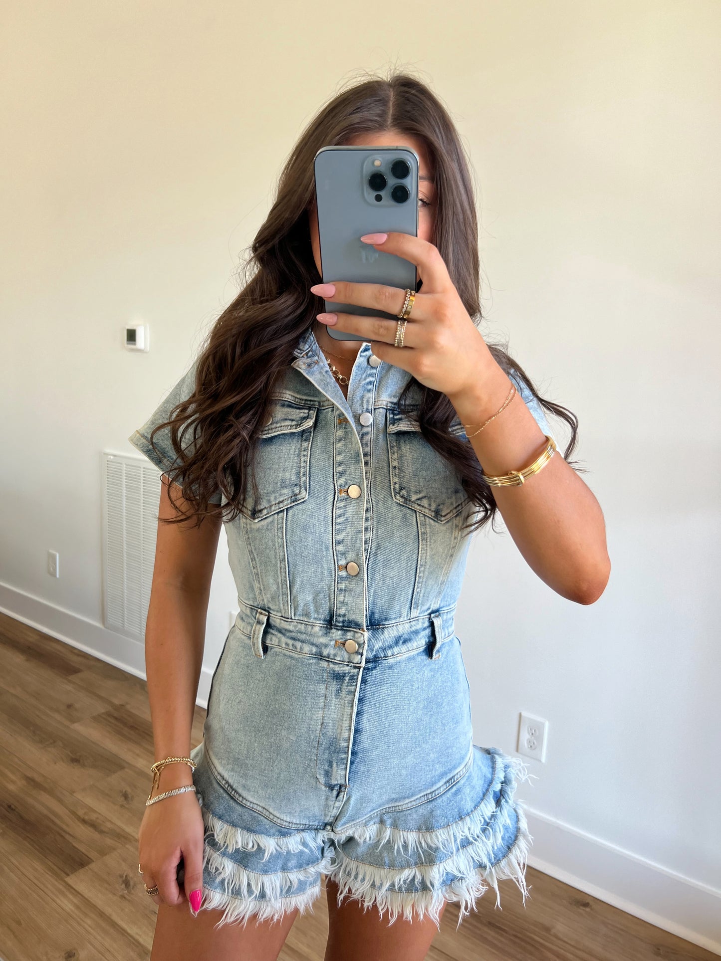 Denim Ruffles Romper