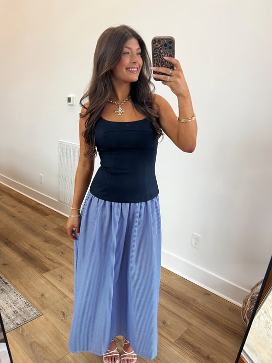 Blue Stripes Maxi Dress