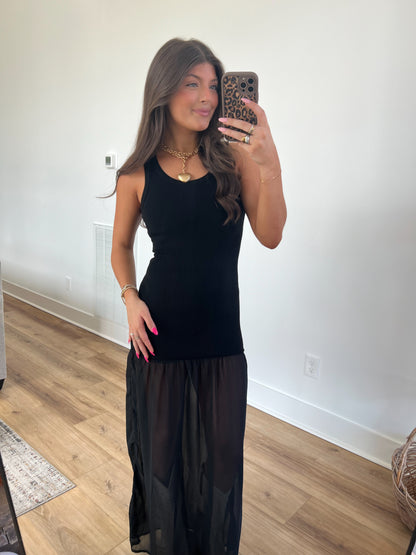 Sheer Skirt Mini Dress