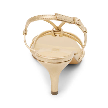 Strappy Kitten Heel – Gold