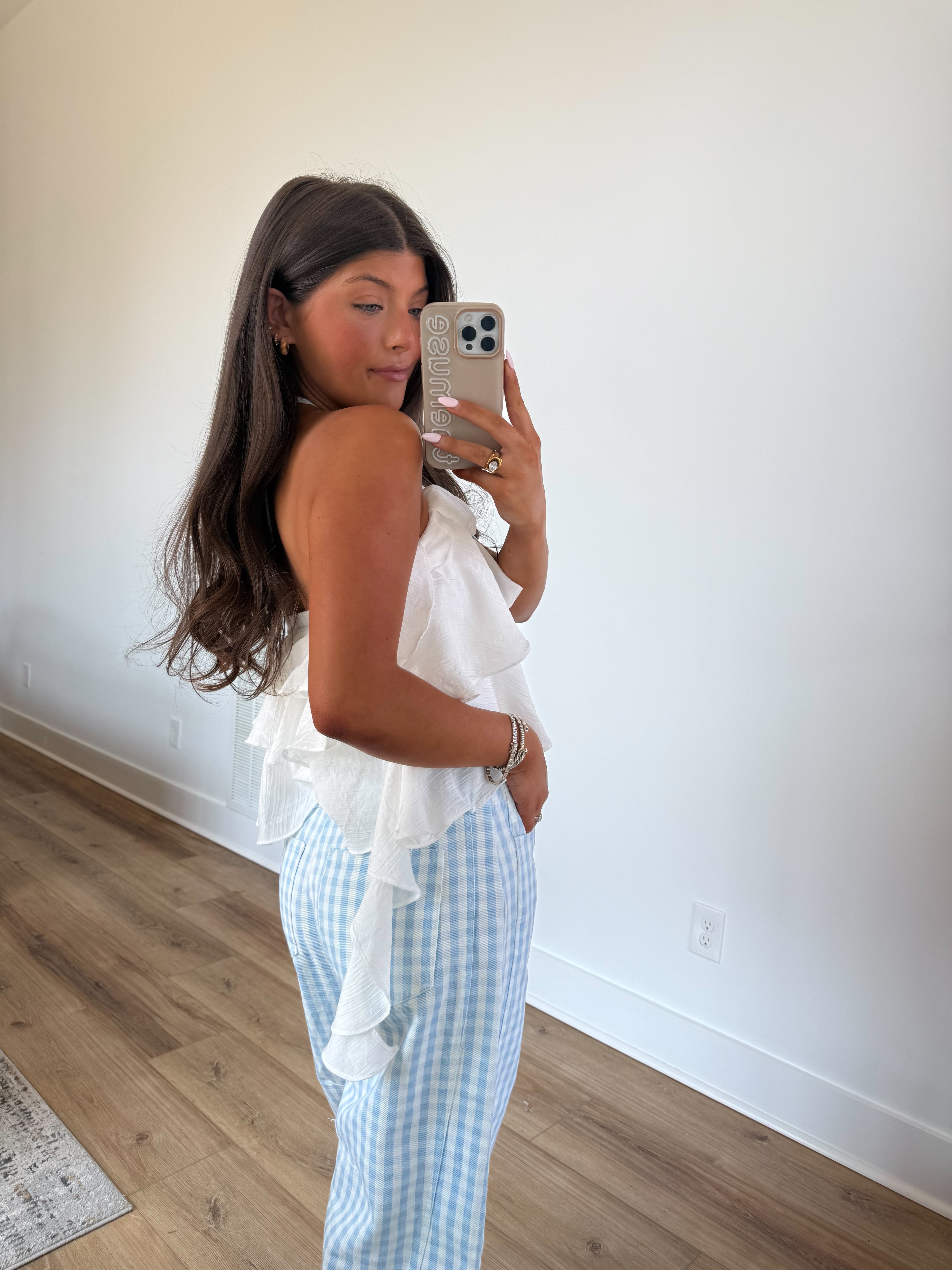 White Ruffle Halter Top