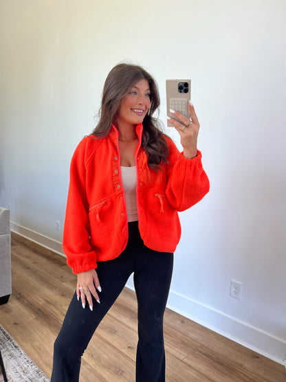 Orange Fleece Button Up Jacket (Restock)