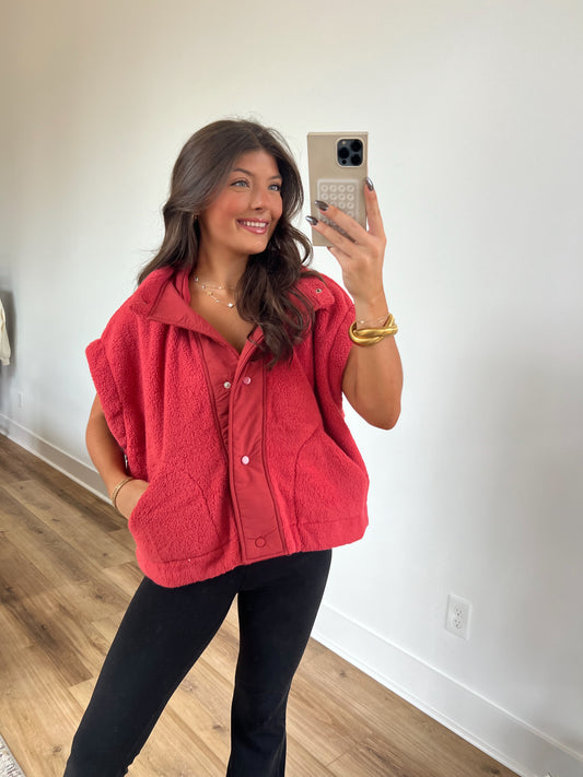 Red Cozy Soft Sweater Vest (PRE-ORDER/Restock)