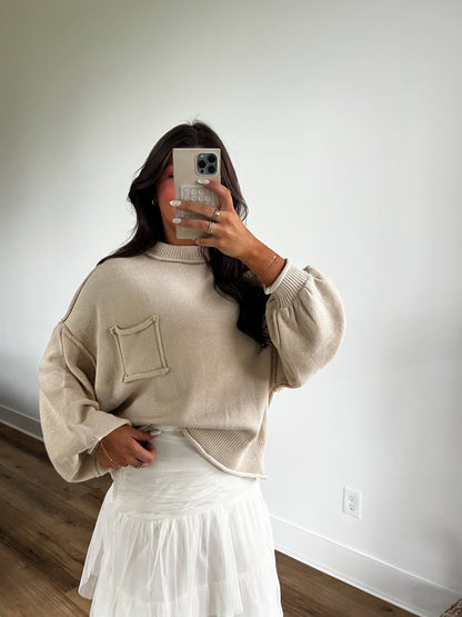 Cream Cozy Balloon Sleeve Sweater