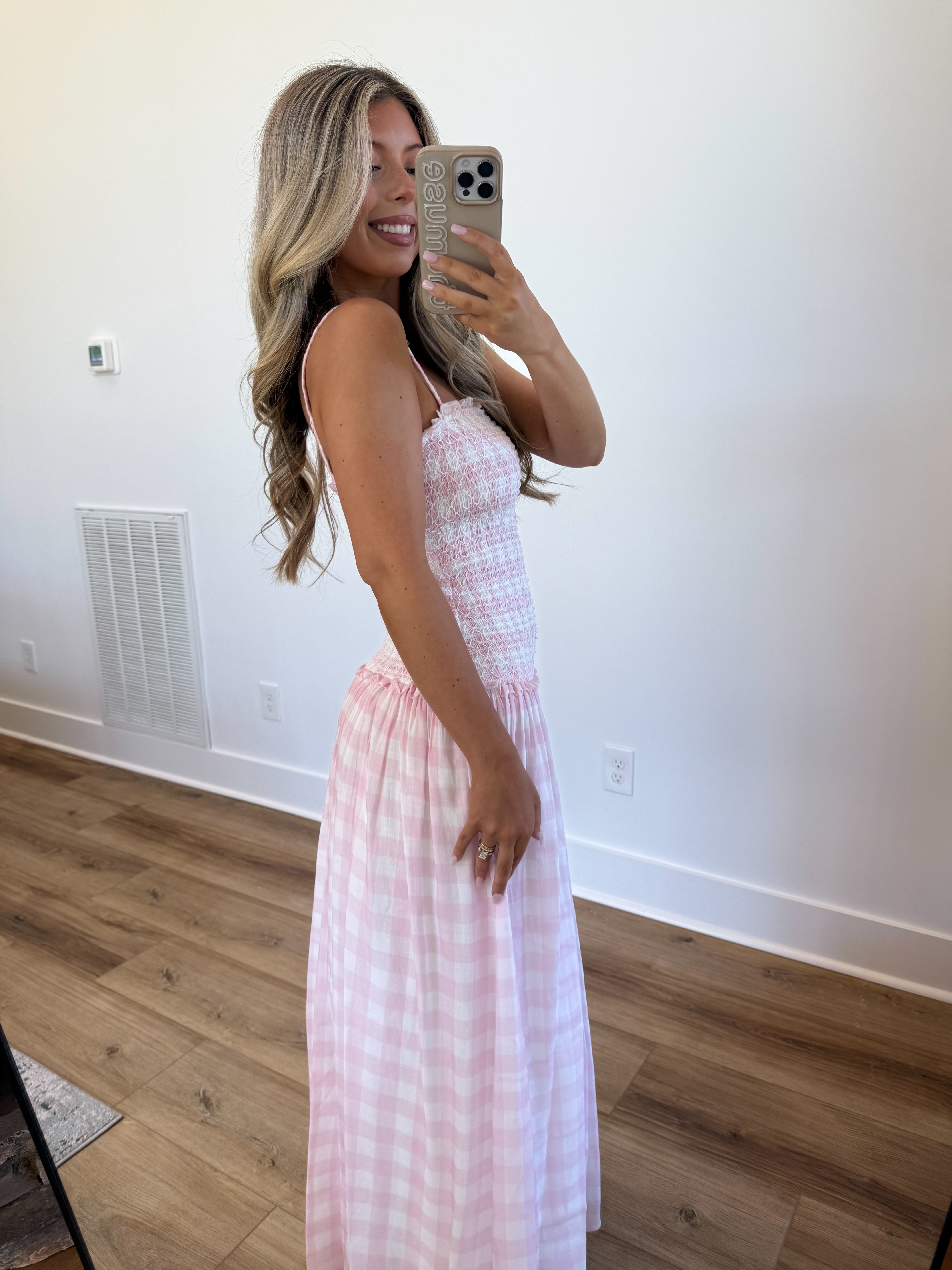 Nantucket Gingham Maxi (Pink)