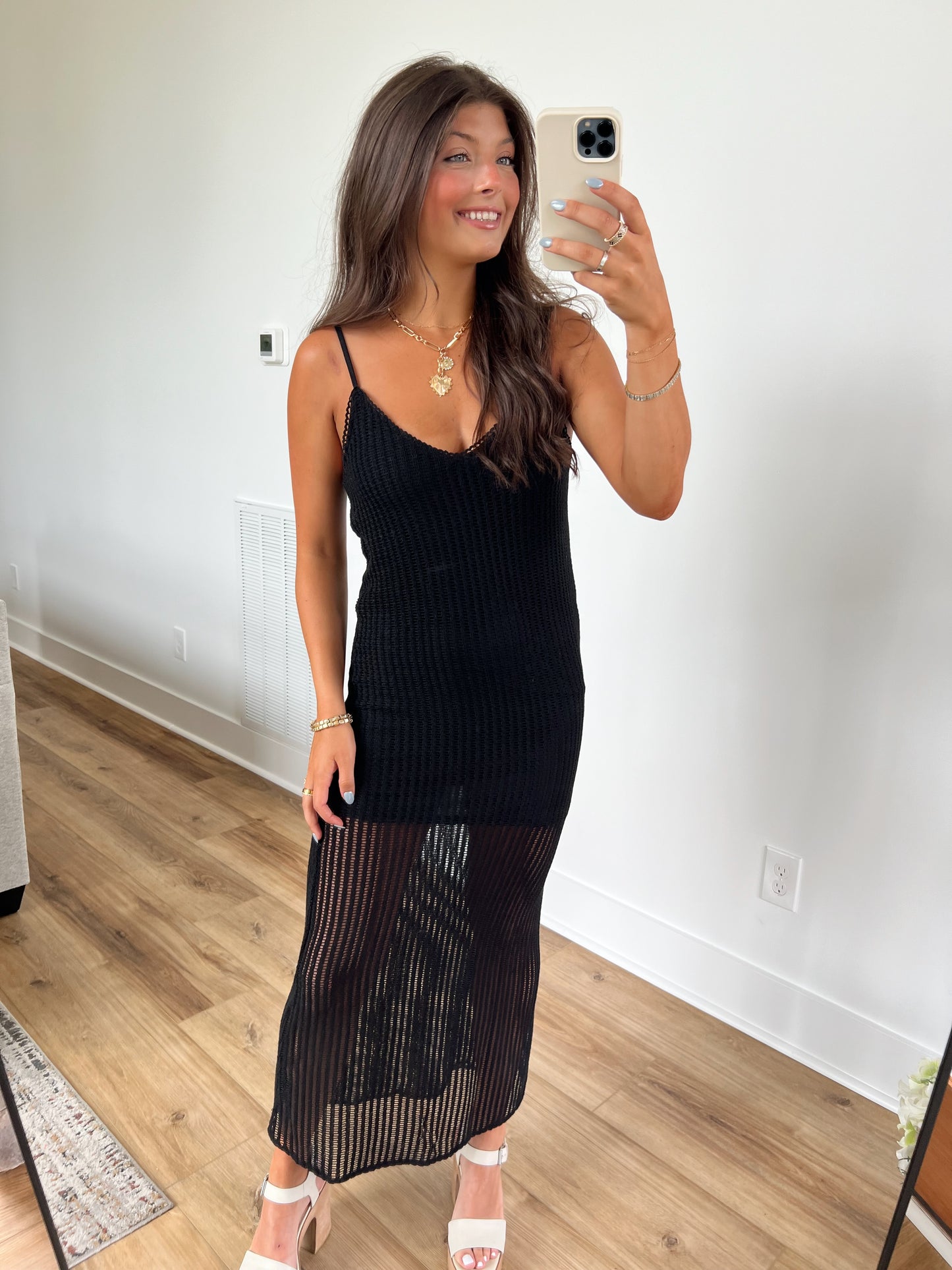 Black Crochet Maxi Dress