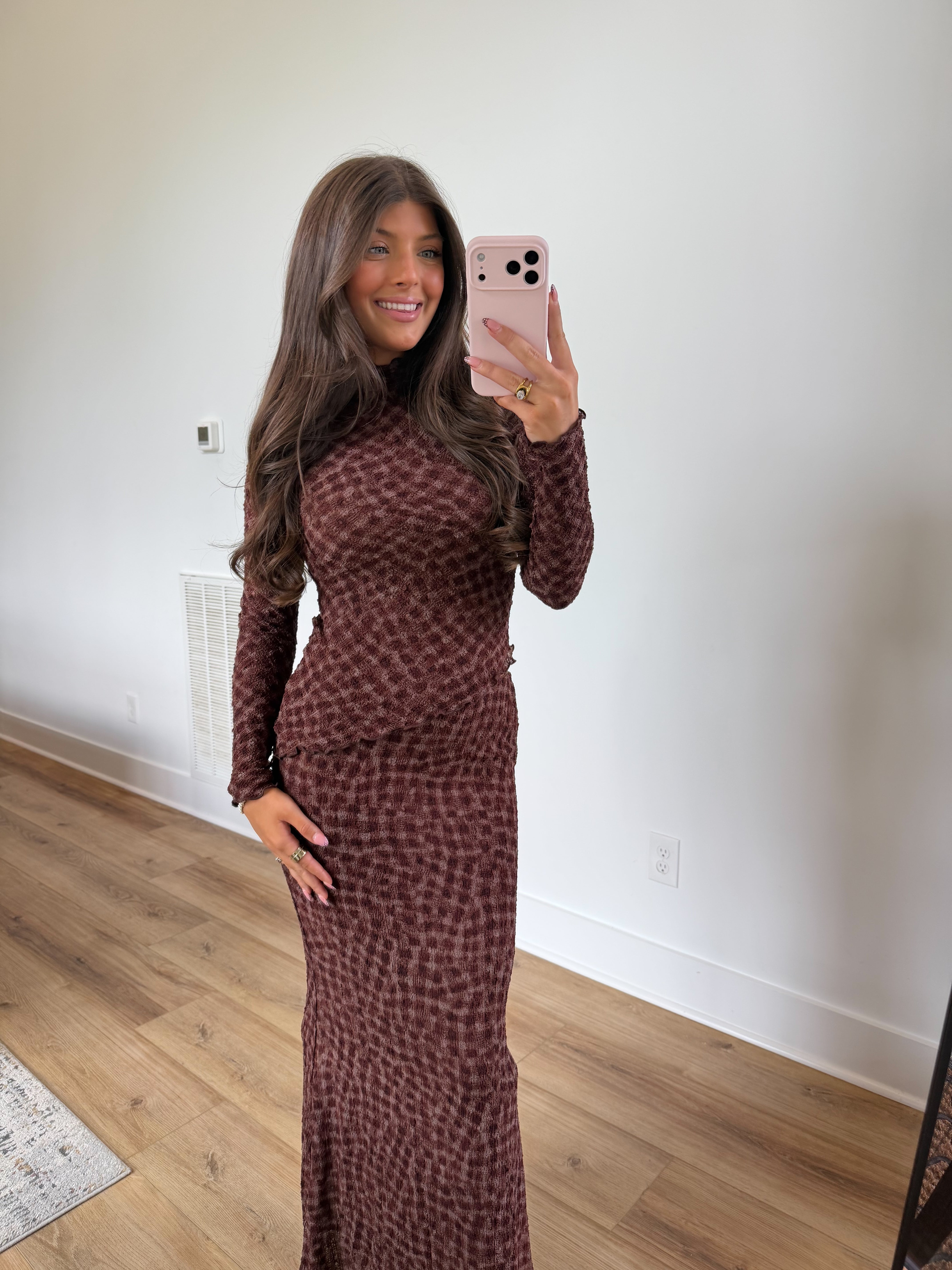 Coffee Gingham Set