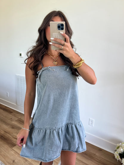 Tiered Mini Denim Dress