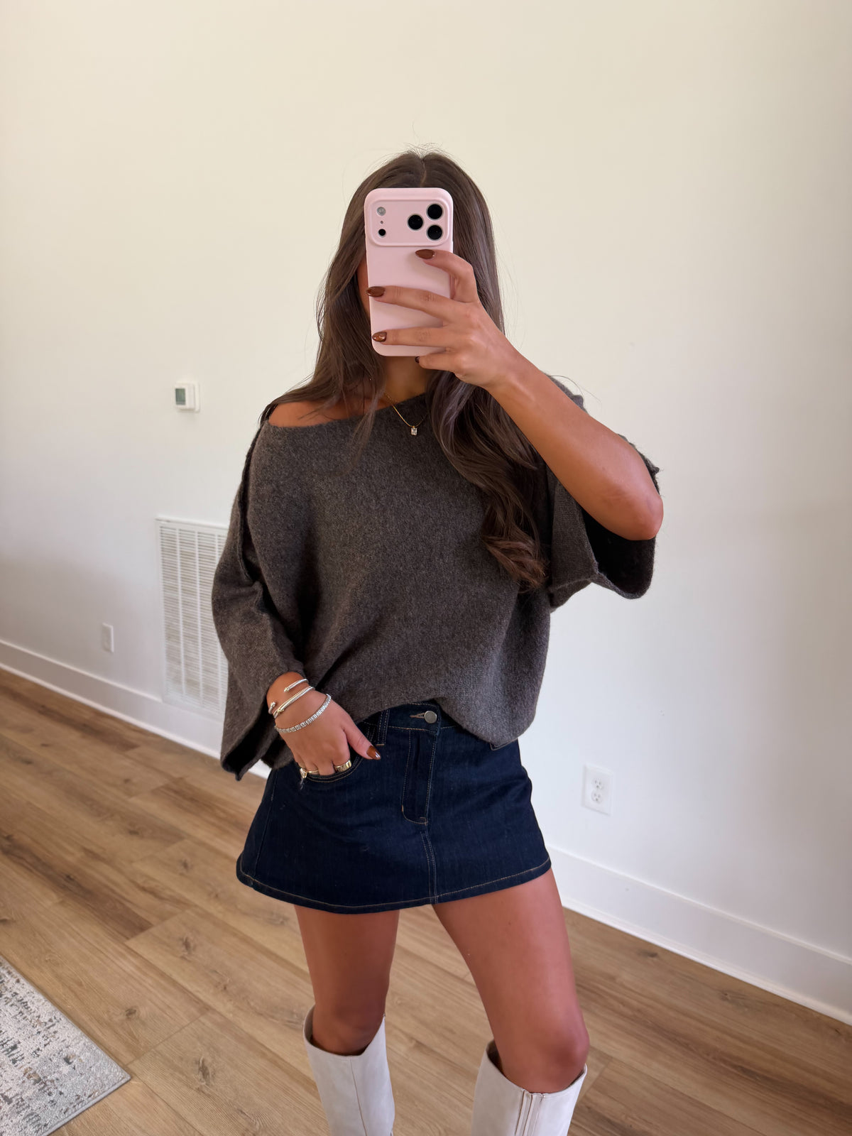 Andre Off The Shoulder Sweater (Brown)
