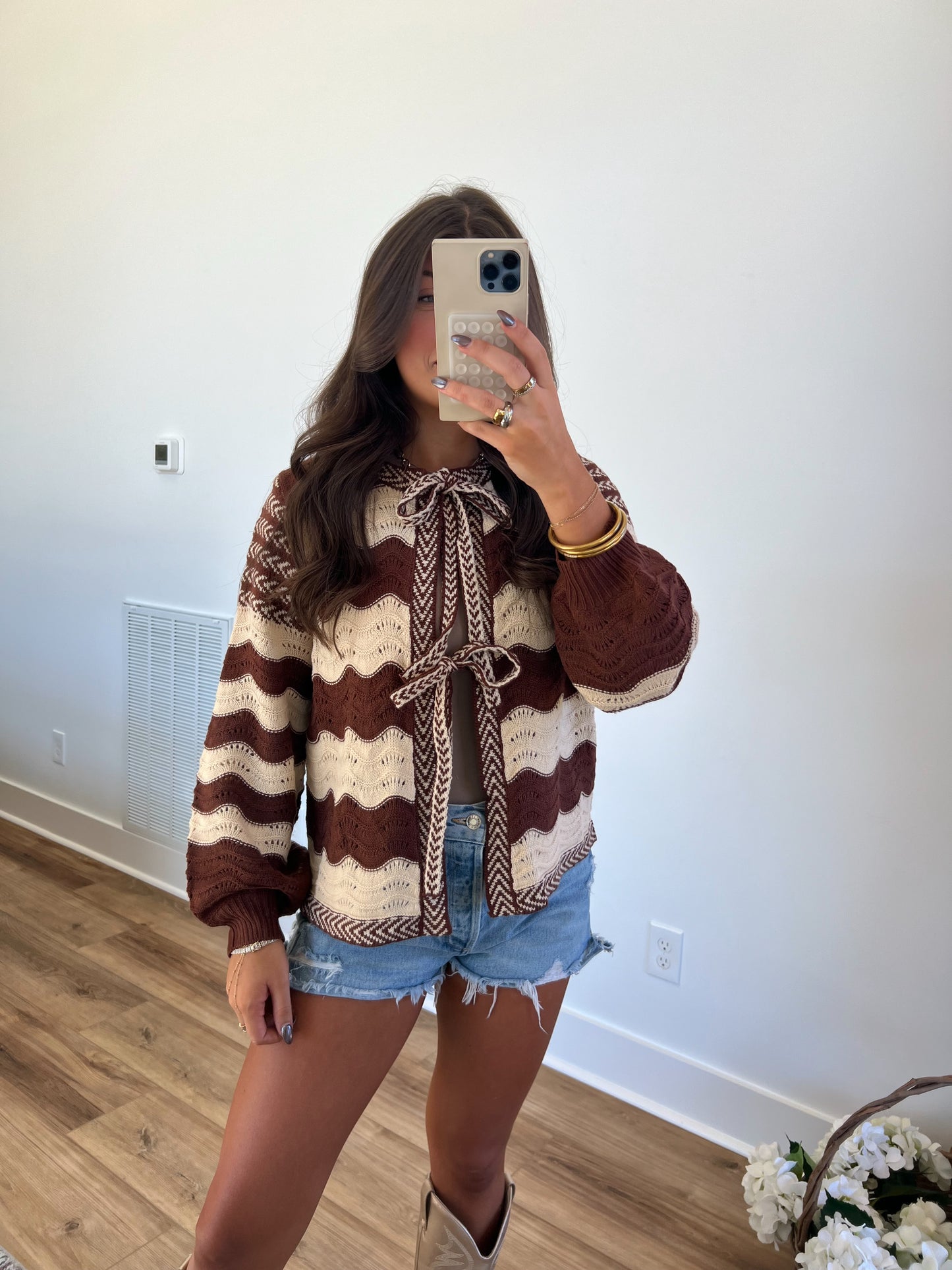 Maroon Waves Front Cardigan (PRE-ORDER/Restock)