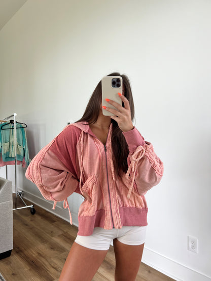 Rose Washed Zip-Up Jacket