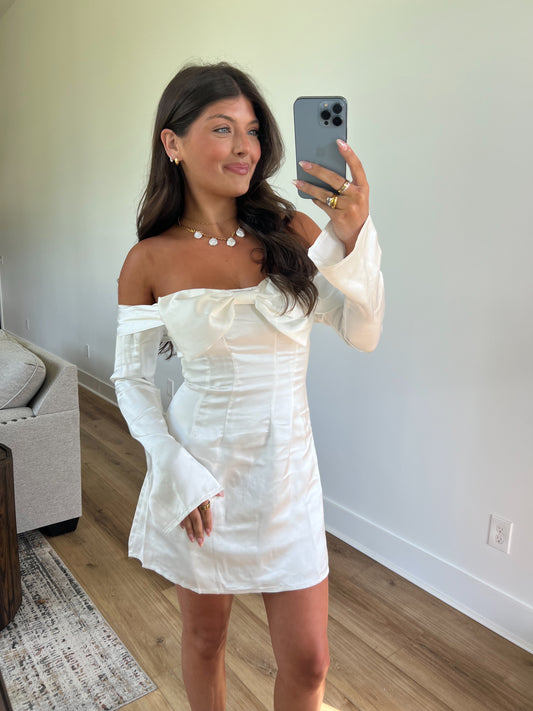 Satin Bow Mini Dress