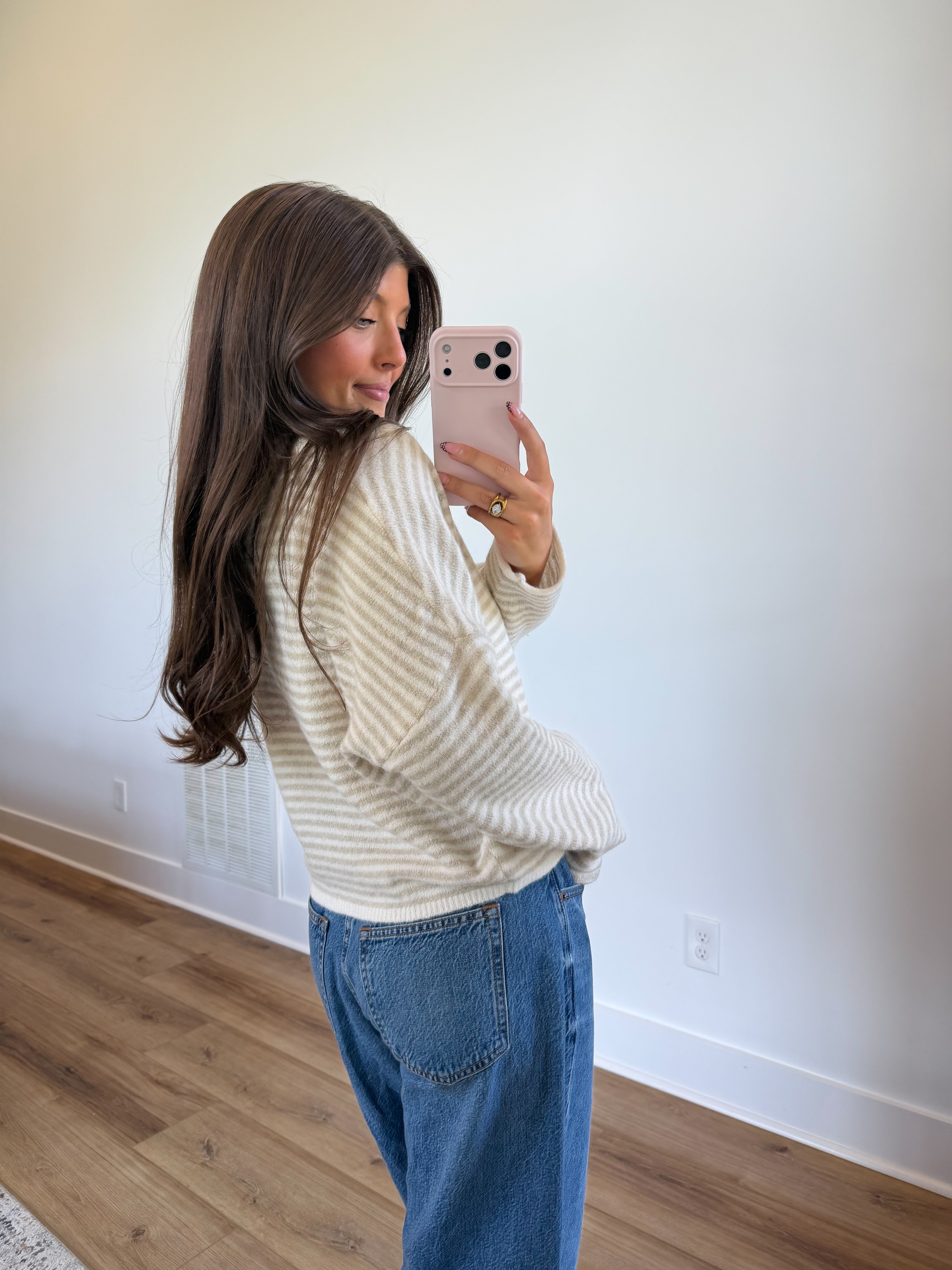 Best Dress Cardigan (Beige Stripes)