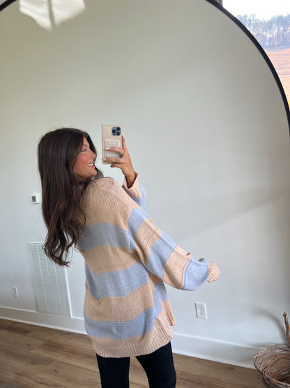 Baby Blue/Taupe Knit Sweater