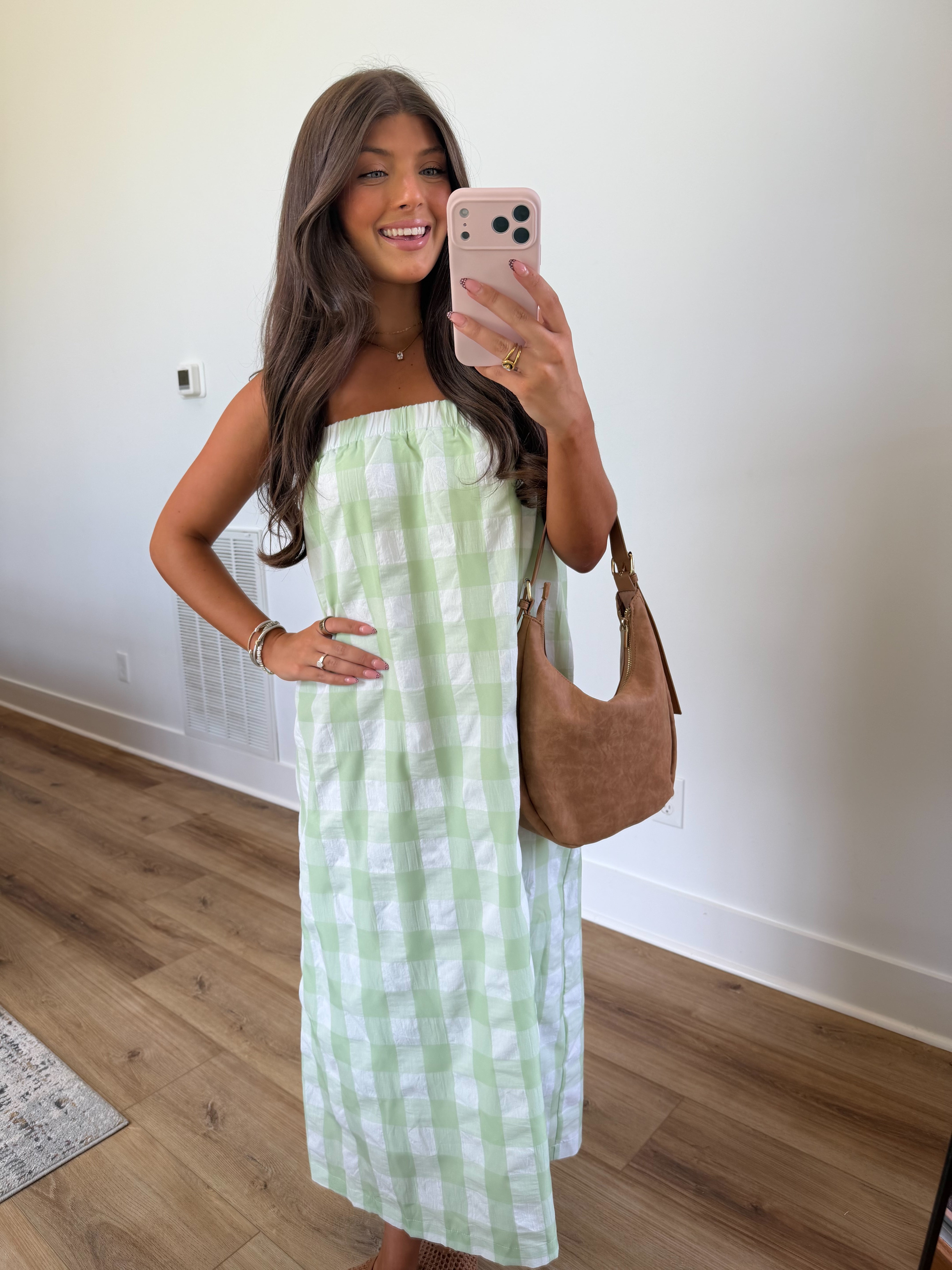 Green Apple Gingham Maxi