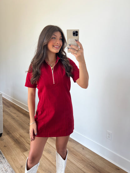 Crimson Denim Dress