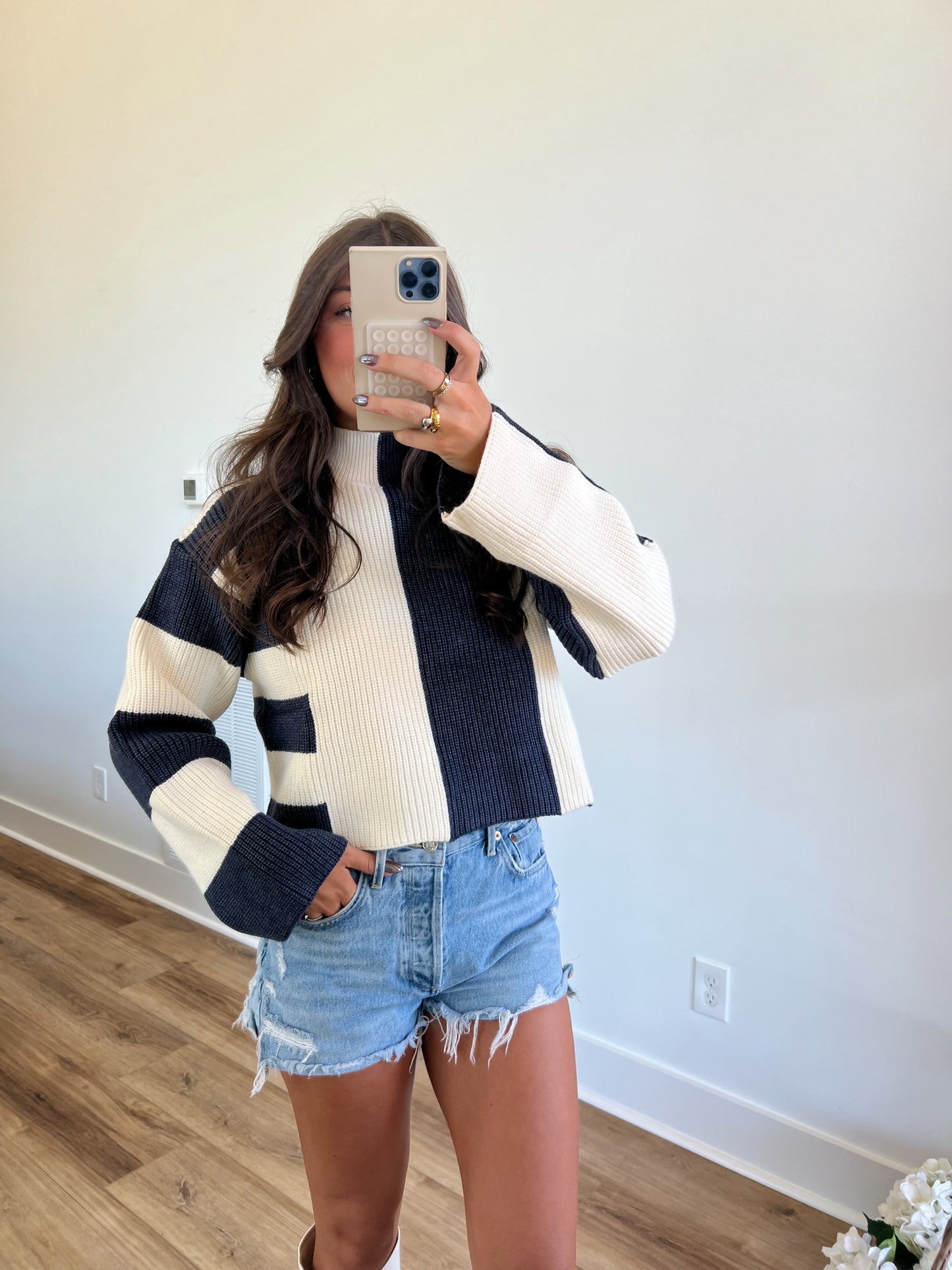 Navy Colorblock Sweater