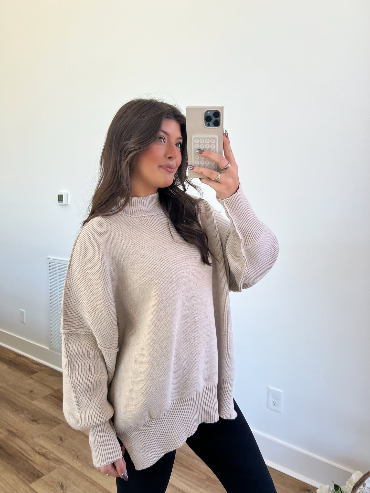 Light Mocha Essential Oversized Cozy Knit Sweater