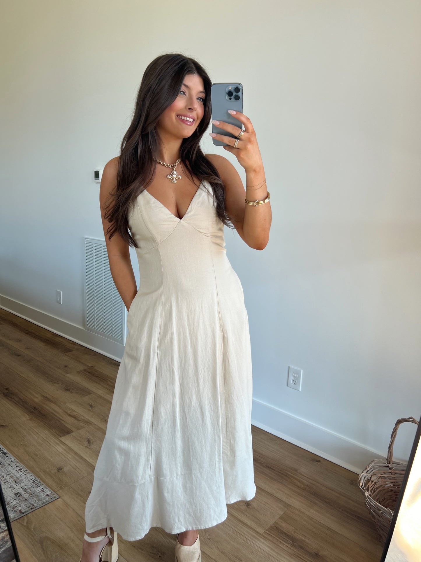 Beige Open Back Maxi Dress