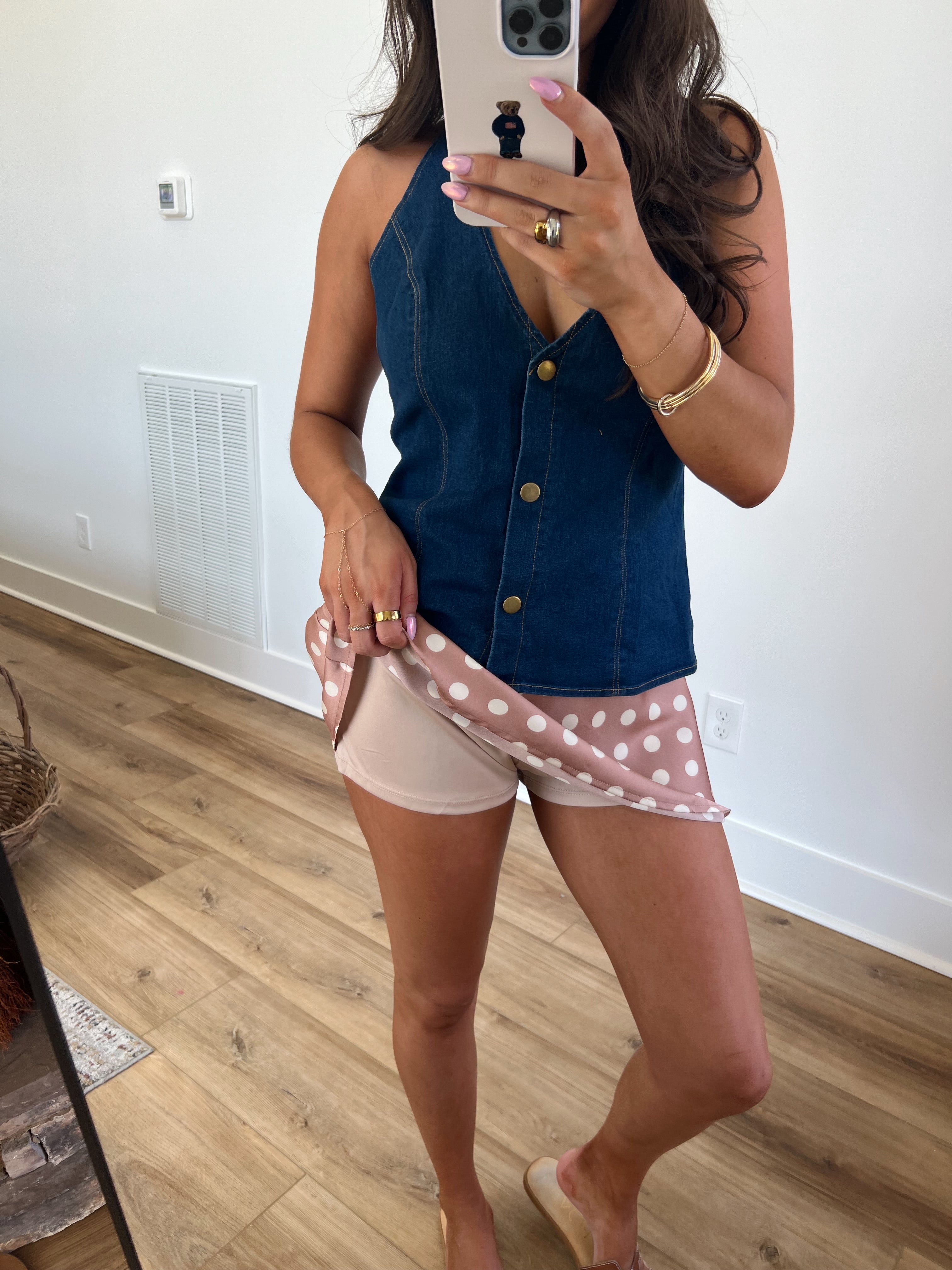 Circle Sweetie Mini Skirt (Tan/White)