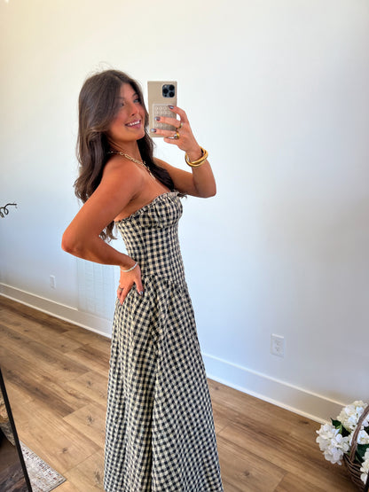 Fitted Plaid Maxi Dress