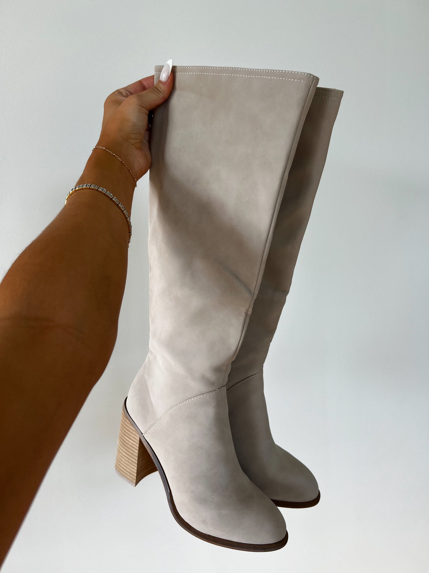 Light Grey Knee High Boots (PRE-ORDER/Restock)