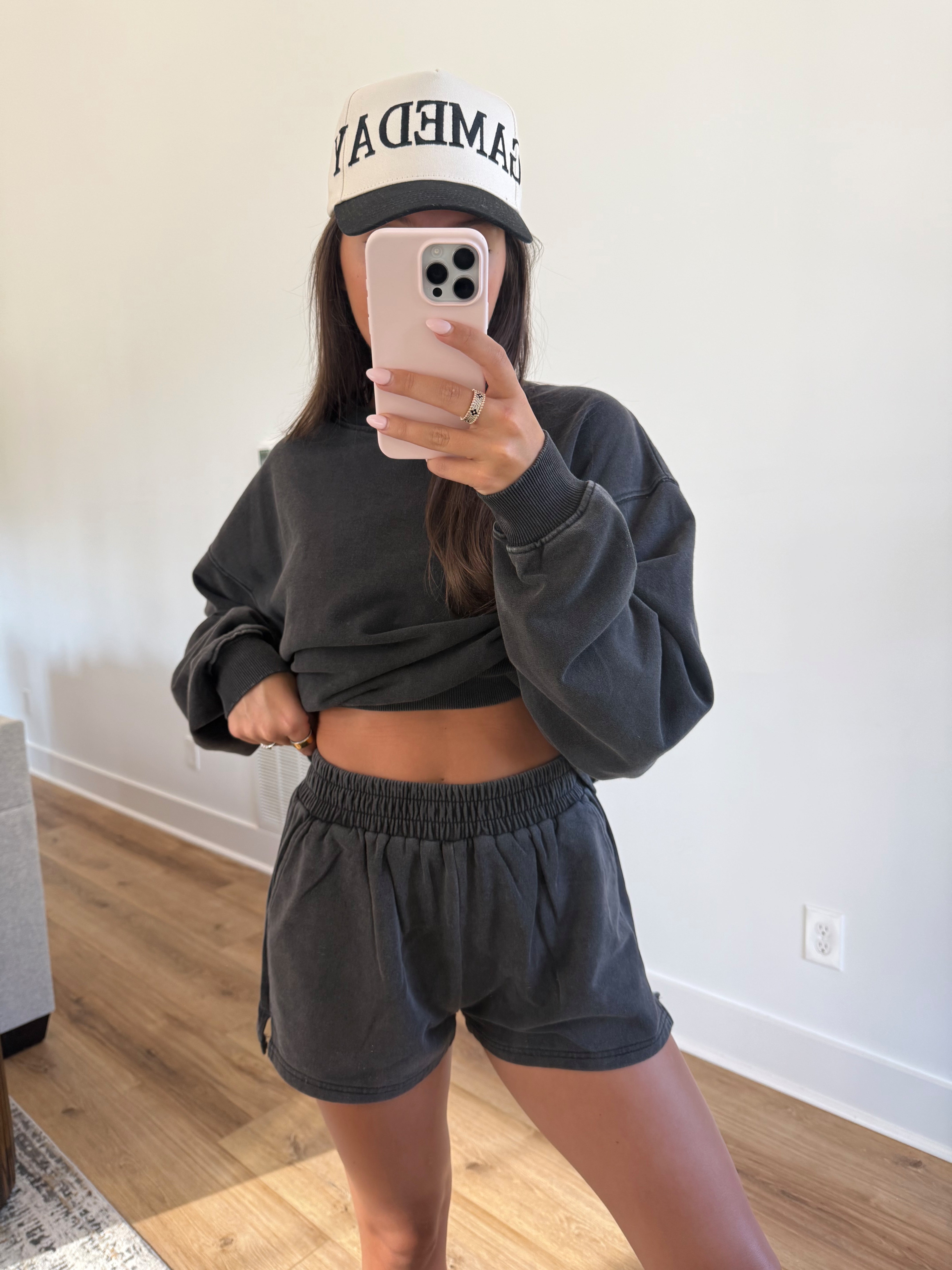 Washed Black Sweatshort Set