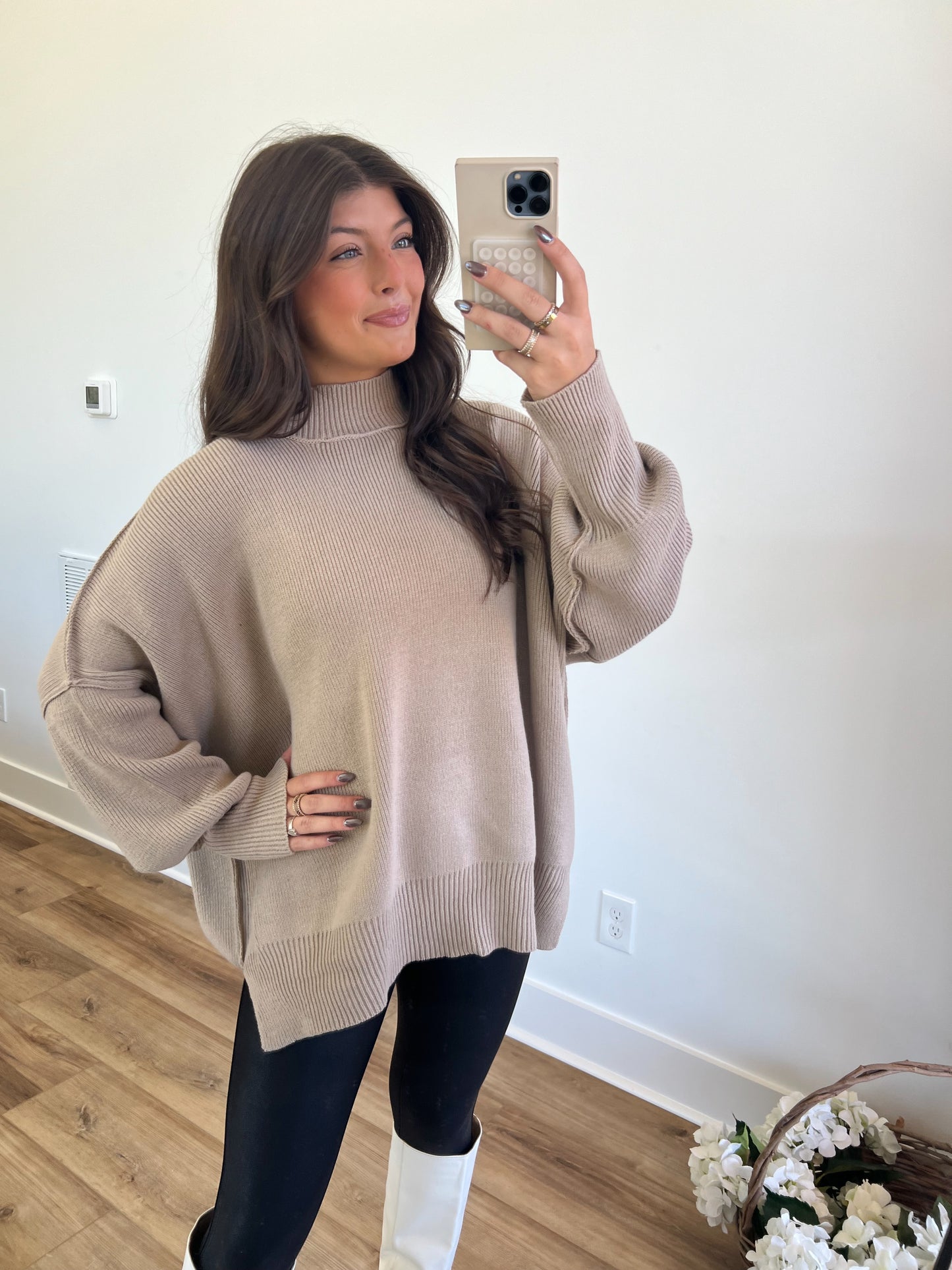 Mocha Essential Oversized Cozy Knit Sweater