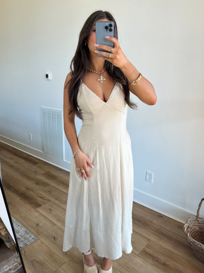 Beige Open Back Maxi Dress