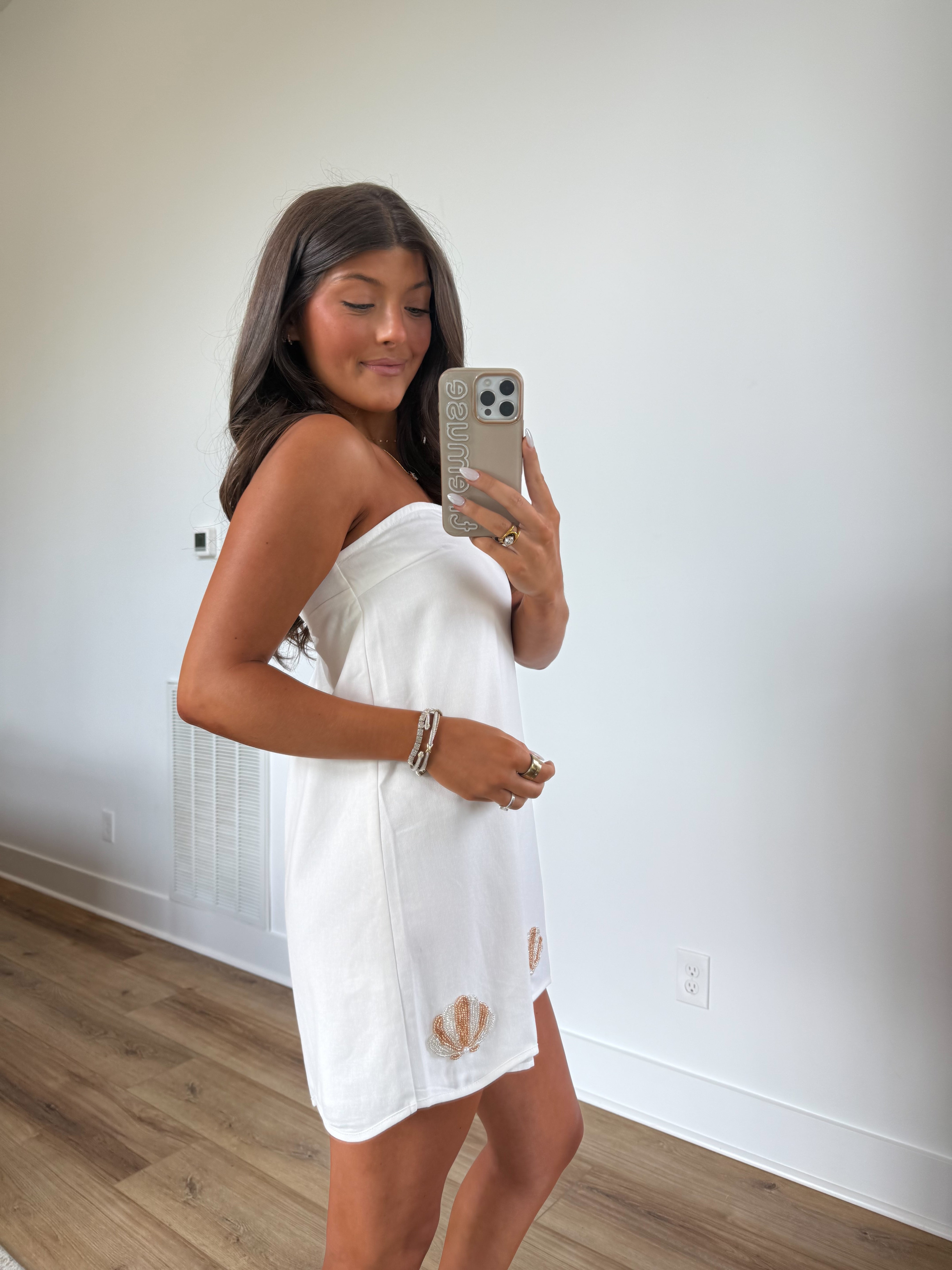 Shell Trim Mini Dress