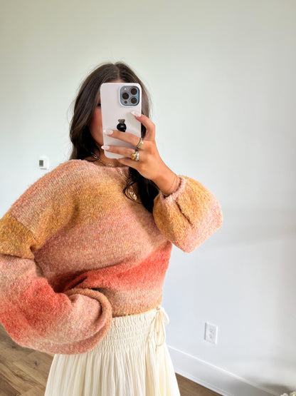 Peach Ombre Balloon Sleeve Sweater (Restock)