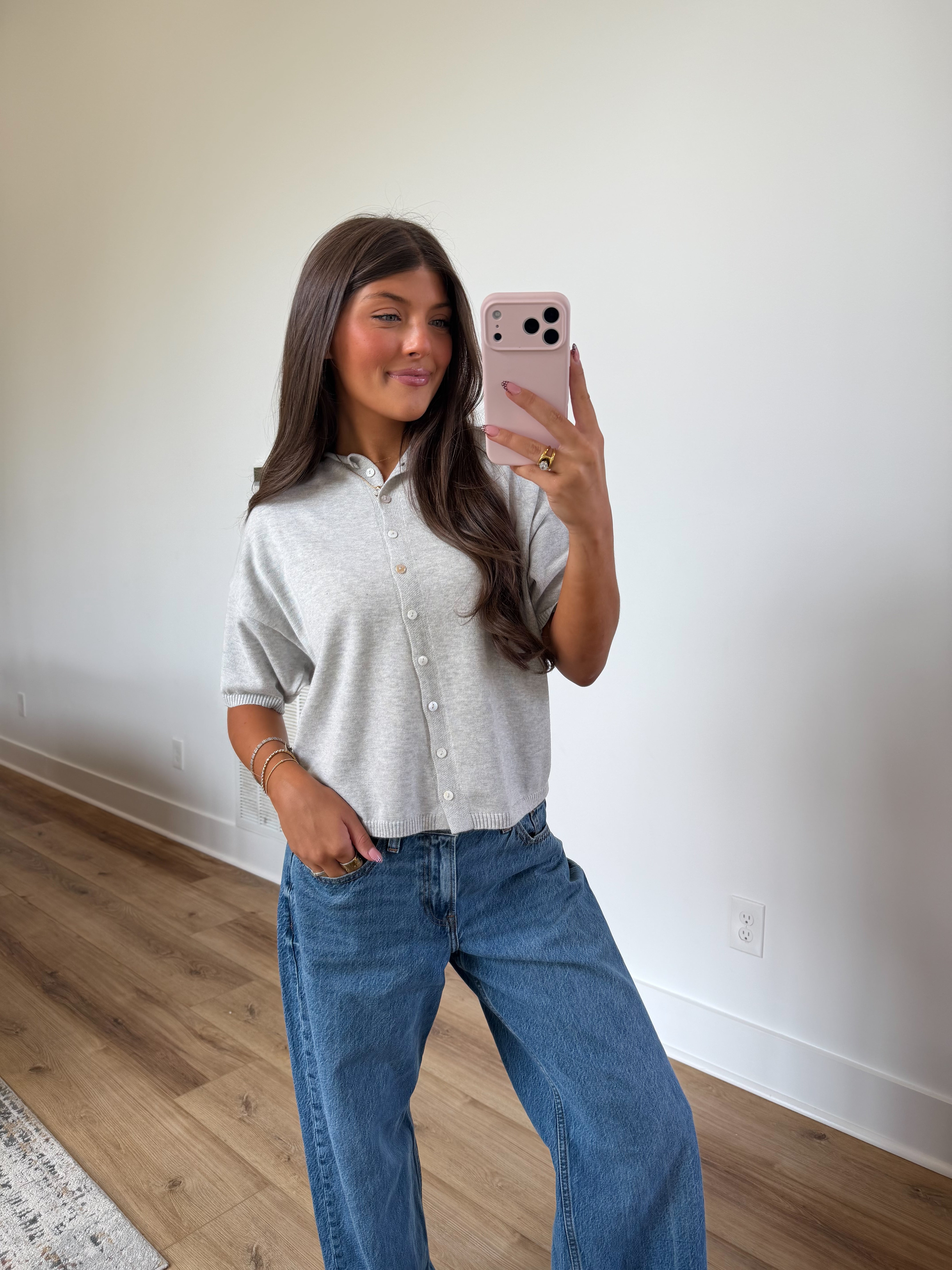 Grey Half-Sleeve Cardigan